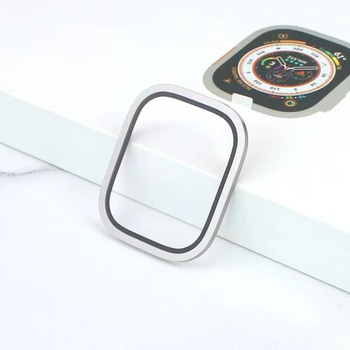 Protecție din sticlă temperată pentru Apple Watch S8 Ultra, cu ramă din aliaj de titan, acoperire integrală, 49mm