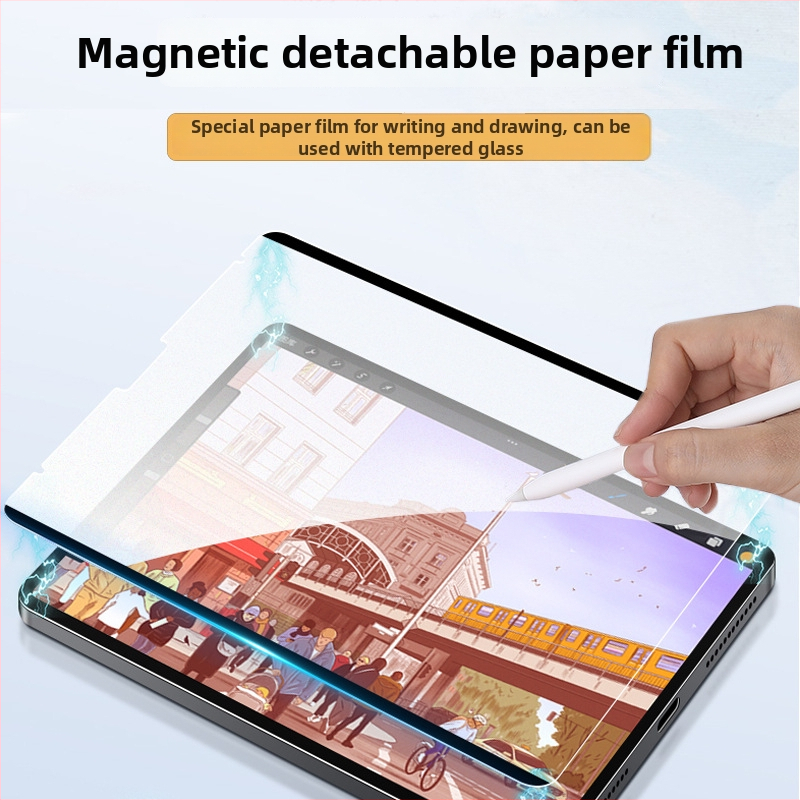 iPad Pro 11 priekšējais PET plēve ar magnētisko piestiprināšanu, papīra sajūta, matēta apdare, pret pirkstu nospiedumiem