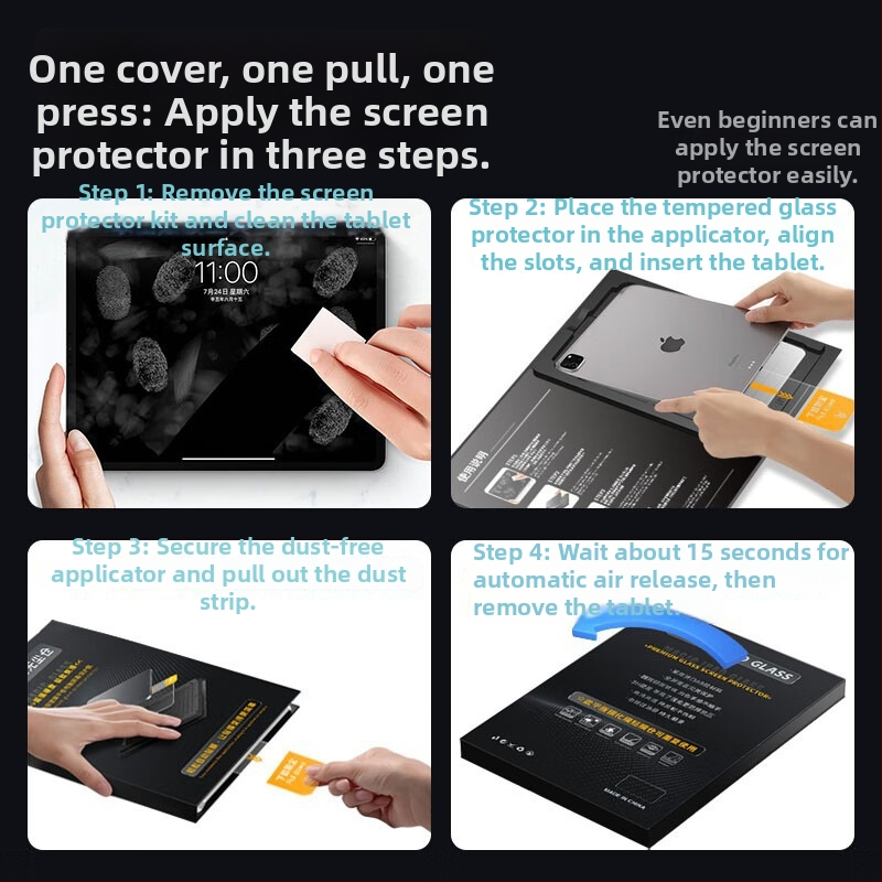 AIBILI kalto stikla priekšējā ekrāna aizsargs Apple iPad — HD, putekļu izturīgs, pret pirkstu nospiedumiem, pret krišanu, pilns displejs