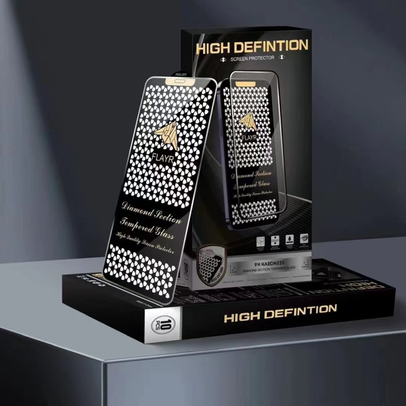 Diamantno fasetirano staklo zaštita zaslona za iPhone 14 Pro Max — prednja, ogledalo, HD, anti-fingerprint
