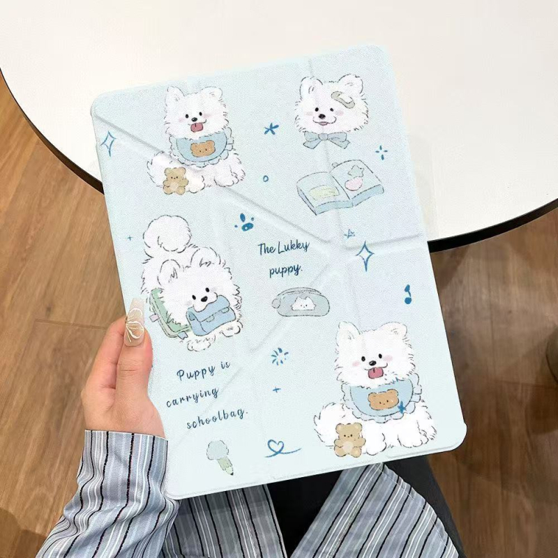 Carcasă pliabilă pentru tabletă Apple iPad cu design cartoon (Cod produs: Yz003; Material: piele sintetică; Protecție împotriva căderilor; Funcție Sleep: suportată; Personalizare: suportată)