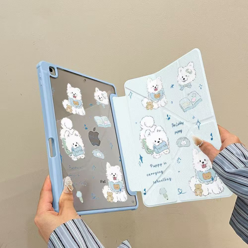 Carcasă pliabilă pentru tabletă Apple iPad cu design cartoon (Cod produs: Yz003; Material: piele sintetică; Protecție împotriva căderilor; Funcție Sleep: suportată; Personalizare: suportată)