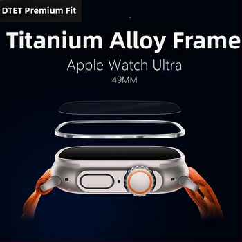 Apple Watch Ultra titāna sakausējuma aizsargrāmis ar rūdīta stikla aizsargu Top Sticker