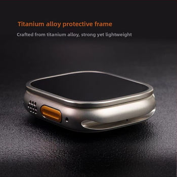 Apple Watch Ultra titāna sakausējuma aizsargrāmis ar rūdīta stikla aizsargu Top Sticker