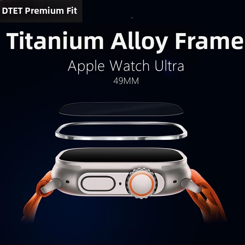 Apple Watch Ultra titāna sakausējuma aizsargrāmis ar rūdīta stikla aizsargu Top Sticker