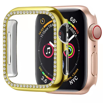 Kutija za Apple Watch s dijamantno ukrašenim kućištem i šupljim zaštitnim kućištem, kompatibilno sa S10/S11, dizajn jedne i dviju redova, kaljeno staklo, puna membrana, strojna obrada