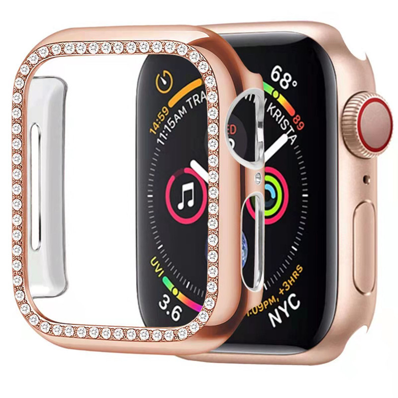 Kutija za Apple Watch s dijamantno ukrašenim kućištem i šupljim zaštitnim kućištem, kompatibilno sa S10/S11, dizajn jedne i dviju redova, kaljeno staklo, puna membrana, strojna obrada