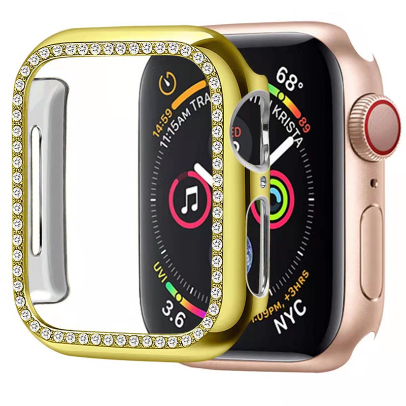 Kutija za Apple Watch s dijamantno ukrašenim kućištem i šupljim zaštitnim kućištem, kompatibilno sa S10/S11, dizajn jedne i dviju redova, kaljeno staklo, puna membrana, strojna obrada
