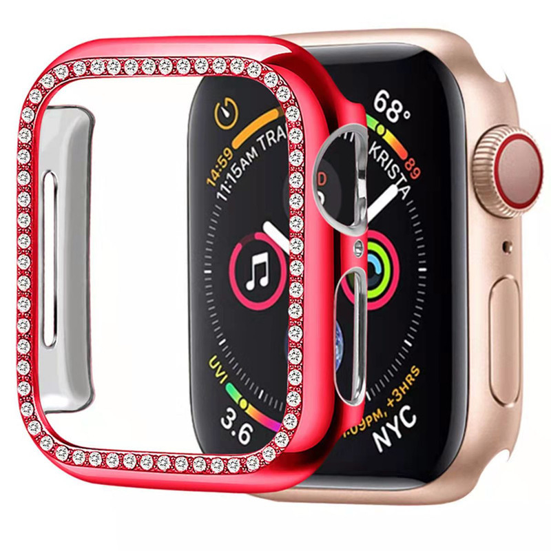 Kutija za Apple Watch s dijamantno ukrašenim kućištem i šupljim zaštitnim kućištem, kompatibilno sa S10/S11, dizajn jedne i dviju redova, kaljeno staklo, puna membrana, strojna obrada