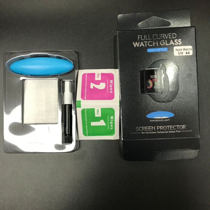 Kaisenway Apple Watch ekrāna aizsargs no rūdīta stikla ar šķidro UV pilno līmēšanu, 3D izliektām malām