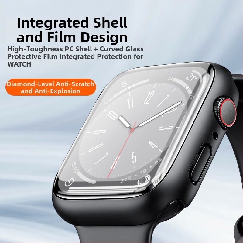 S9 zaoblený kryt pre Apple Watch z PC a integrovanou sklenenou fóliou pre Apple Watch S10