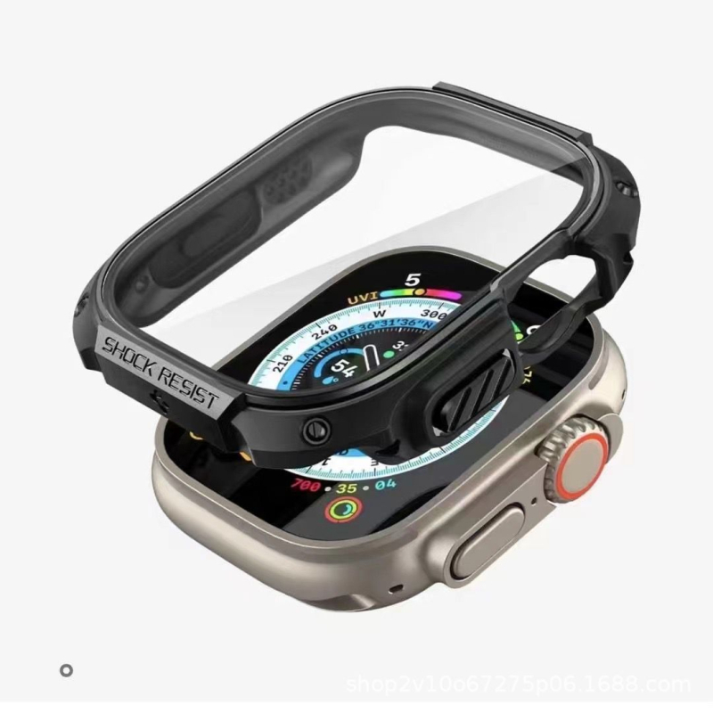 Carcasă de protecție pentru Apple Watch cu film integrat pentru ecran – husă moale, sticlă, rezistentă la șocuri, antiamprentare