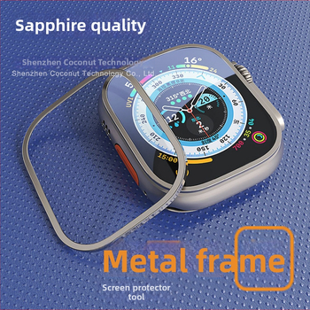 Temperētā stikla ekrāna aizsargs Apple Watch Ultra 2 ar metāla rāmi