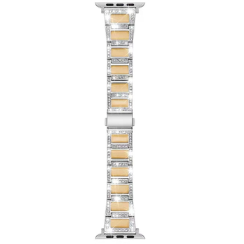 Метален каиш за Apple Watch от неръждаема стомана с каменни акценти, съвместим с Apple Watch Series 11 / iWatch89 Gen — модерен стил