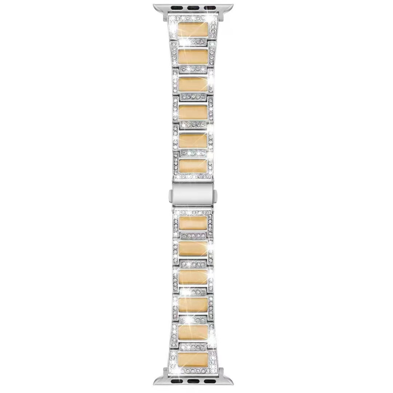 Метален каиш за Apple Watch от неръждаема стомана с каменни акценти, съвместим с Apple Watch Series 11 / iWatch89 Gen — модерен стил