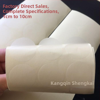 Tukšs apļveida matēta noslēguma plēve etiķešu papīram ar līmi zem virsmas, saderīgs ar kastēm