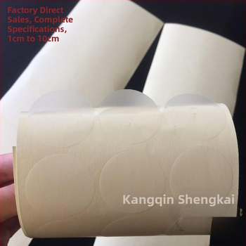 Tukšs apļveida matēta noslēguma plēve etiķešu papīram ar līmi zem virsmas, saderīgs ar kastēm