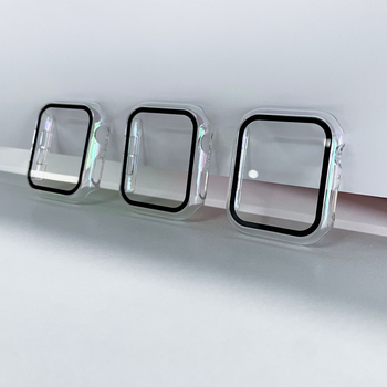 Carcasă protectoare pentru Apple Watch Series 7/8; material PC; finisaj electroplatinat; folie protecție încorporată