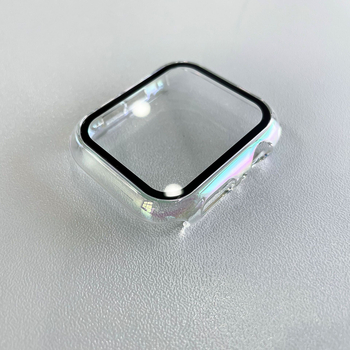 Carcasă protectoare pentru Apple Watch Series 7/8; material PC; finisaj electroplatinat; folie protecție încorporată