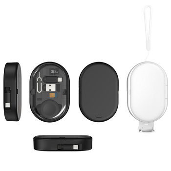 6 az 1-ben kihúzható gyors töltőkábel Apple Watch vezeték nélküli töltéssel, USB-C és Lightning interfész, teleszkópos kivitel