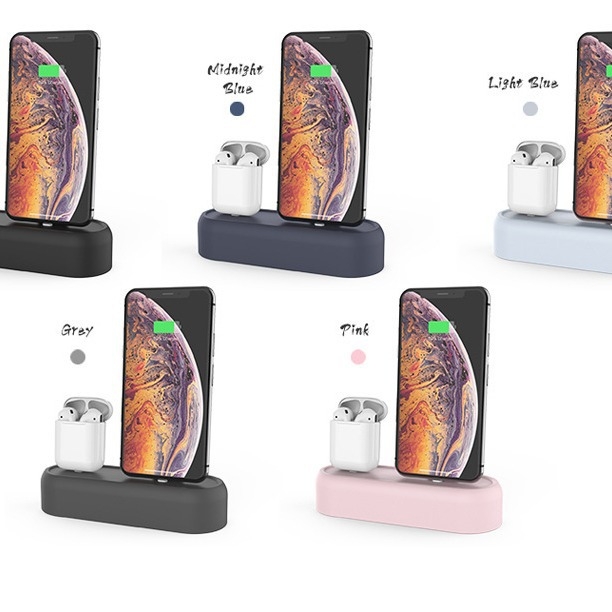 2-in-1 szilikon asztali töltőállvány iPhone és Apple Watch számára