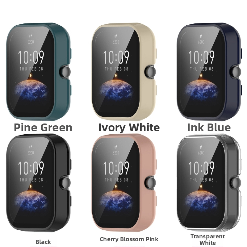 Ochranný kryt pre Amazfit Bip3 Pro s PC škrupinou a tvrdeným sklom – integrovaný, odolný proti pádom