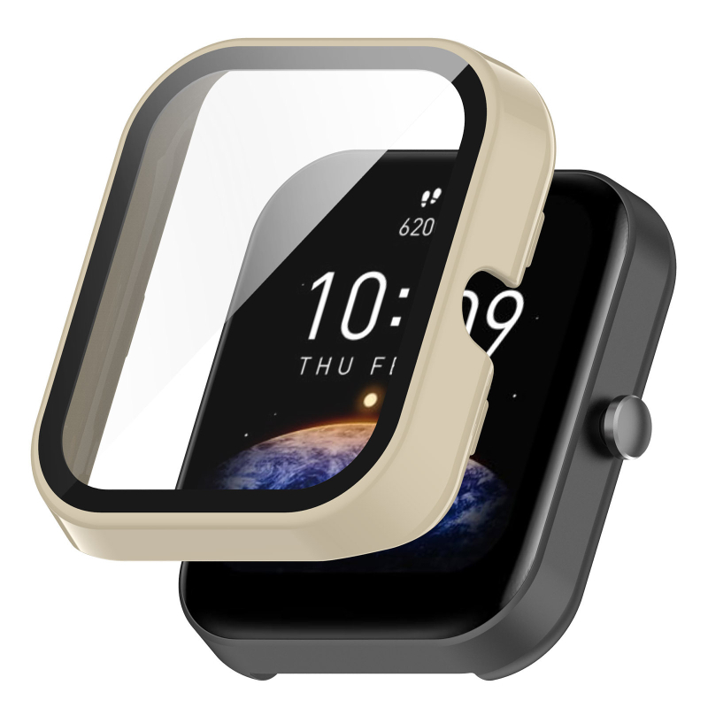 Husă de protecție pentru Amazfit Bip3 Pro cu hus PC și folie de sticlă temperată, design integrat, rezistentă la căderi