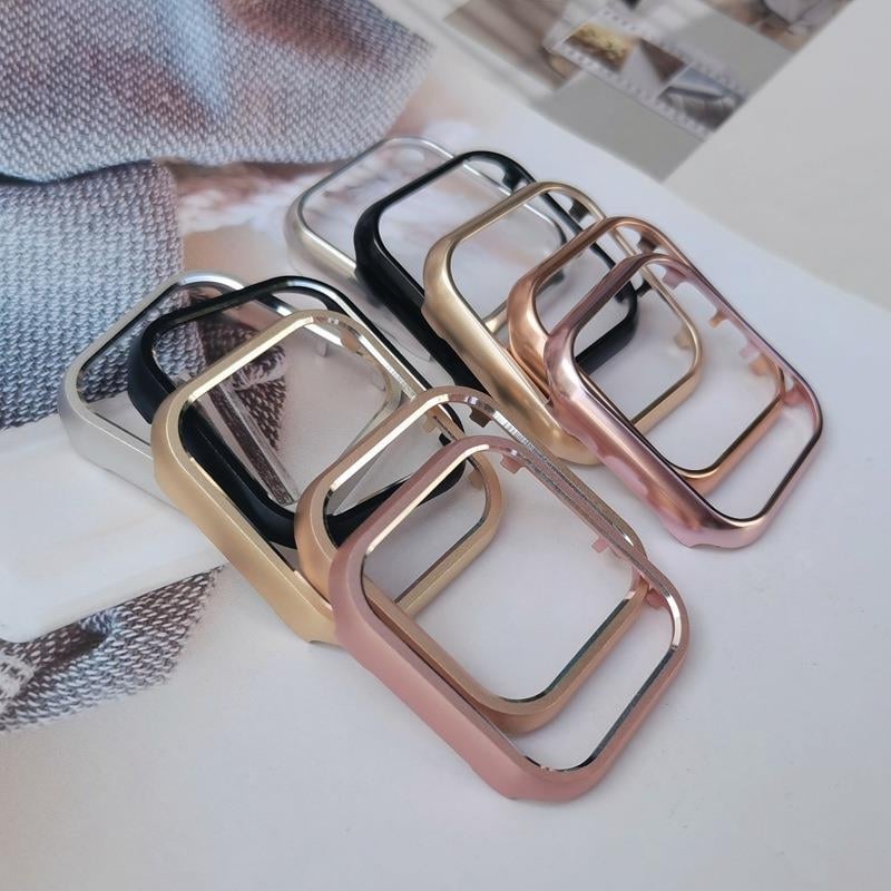 Apsauginė dėžutė Apple Watch su aliuminio lydinio rėmu – Junhongmei; suderinama su Apple Watch; išleista 2022 m.; pakuotė: dėžutė