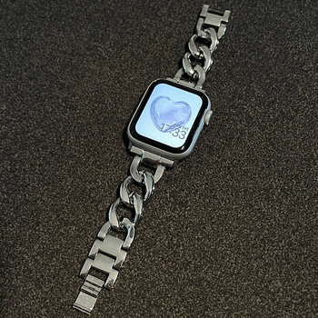 Jun Onda Apple Watch čelična narukvica s denim jednostranim lancem, kompatibilna sa Series 6/SE