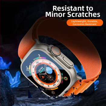 Apple Watch Ultra temperatētā stikla ekrāna aizsargs ar titāna sakausējuma rāmi