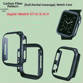 PC pevný kryt pre Apple Watch Series 8 s karbonovou textúrou a integrovanou ochrannou fóliou