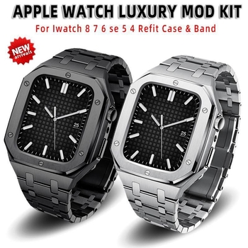 Pouzdro a remienok pre Apple Watch z nehrdzavejúcej ocele – jednovrstná konštrukcia s piatimi článkami (AP modifikované)