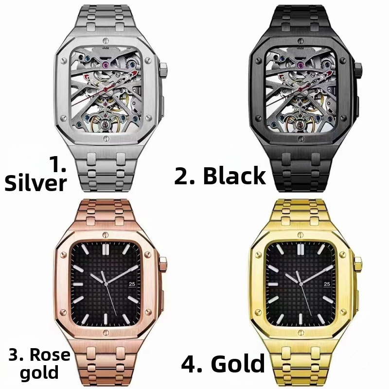 Pouzdro a remienok pre Apple Watch z nehrdzavejúcej ocele – jednovrstná konštrukcia s piatimi článkami (AP modifikované)