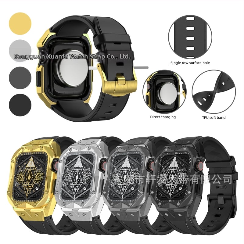 Nerūdijančiojo plieno apsauginis dėklas su integruota apyranke Apple Watch, suderinamas su 45678SE; svoris 76 g.