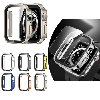 Apple Watch dėklas — tiesūs kraštai, atsparus vandeniui, integruotas apsaugos gaubtas su kalto plėvelė (PC)