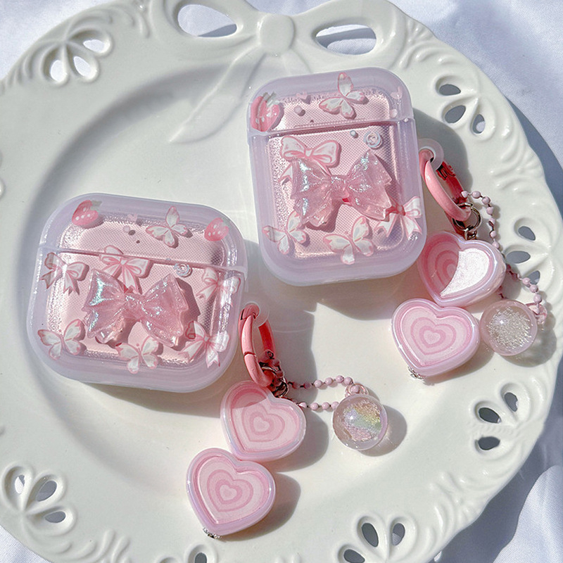 Carcasă TPU pentru AirPods cu imprimeu fluture desen animat, adeziv, compatibilitate universală cu AirPods Apple