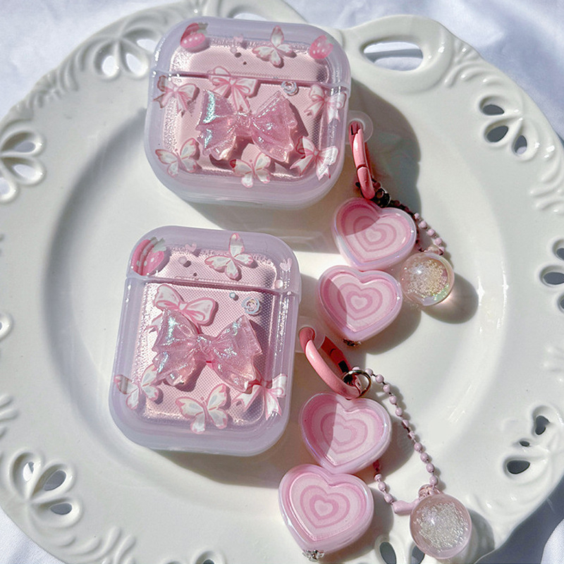 Carcasă TPU pentru AirPods cu imprimeu fluture desen animat, adeziv, compatibilitate universală cu AirPods Apple