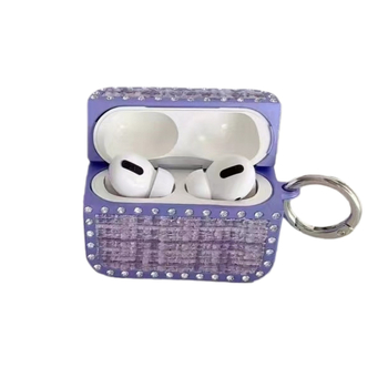 Защитен калъф за AirPods Pro 2, кристални камъни, PC твърд корпус, разделен тип, INS стил дизайн, текстуриран модел