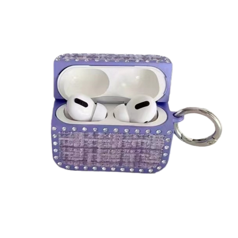 Защитен калъф за AirPods Pro 2, кристални камъни, PC твърд корпус, разделен тип, INS стил дизайн, текстуриран модел