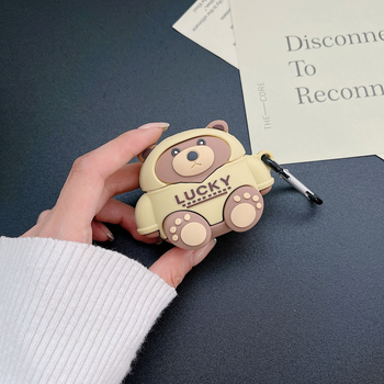 AirPods Teddy Bear силиконов калъф за Apple - мек корпус, карикатурен дизайн, 3D релеф, поддръжка за персонализация