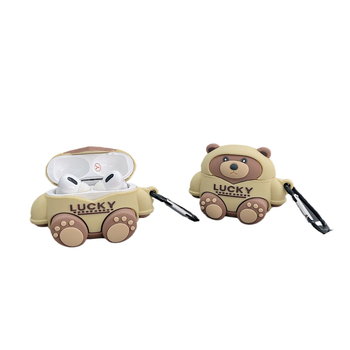 AirPods Teddy Bear силиконов калъф за Apple - мек корпус, карикатурен дизайн, 3D релеф, поддръжка за персонализация