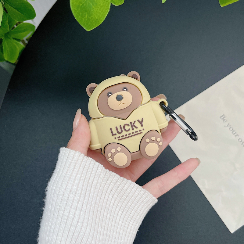 AirPods Teddy Bear силиконов калъф за Apple - мек корпус, карикатурен дизайн, 3D релеф, поддръжка за персонализация