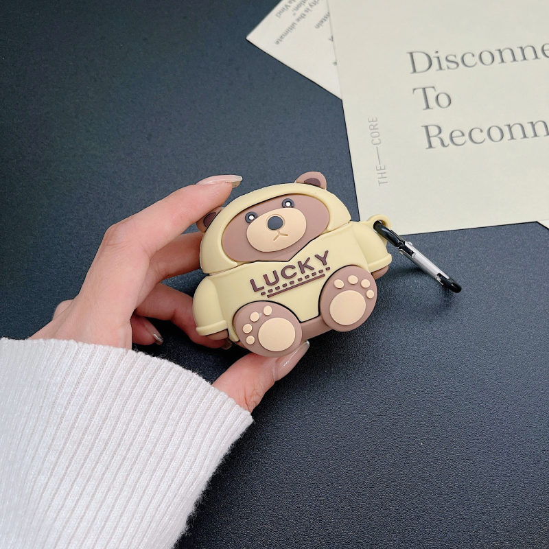 AirPods Teddy Bear силиконов калъф за Apple - мек корпус, карикатурен дизайн, 3D релеф, поддръжка за персонализация