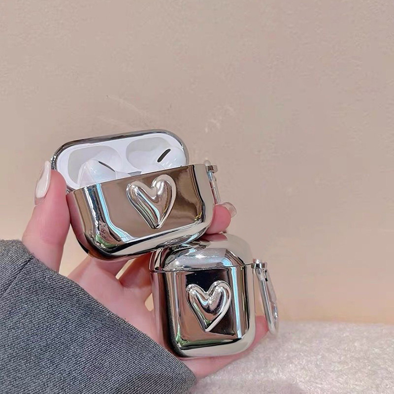 Elektroplatirani 3D srcoliki kućište za AirPods 1/2, AirPods Pro i AirPods 3 – TPU mekani kućište