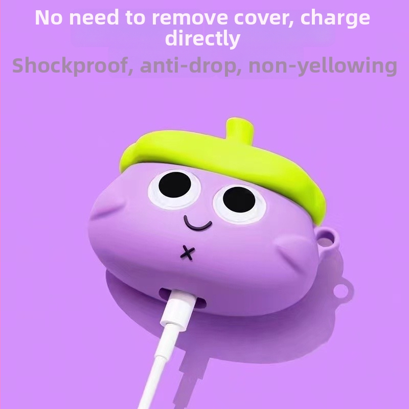 Silikónový kryt s retiazkou pre AirPods 1/2/3, AirPods Pro a AirPods Pro 2, farba baklažánová fialová