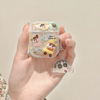 TPU калъф за AirPods, Cartoon Crayon Shin-Chan дизайн, портативен стил, гравиране, съвместим с Apple