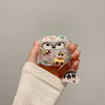 TPU калъф за AirPods, Cartoon Crayon Shin-Chan дизайн, портативен стил, гравиране, съвместим с Apple