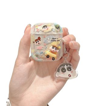 TPU калъф за AirPods, Cartoon Crayon Shin-Chan дизайн, портативен стил, гравиране, съвместим с Apple