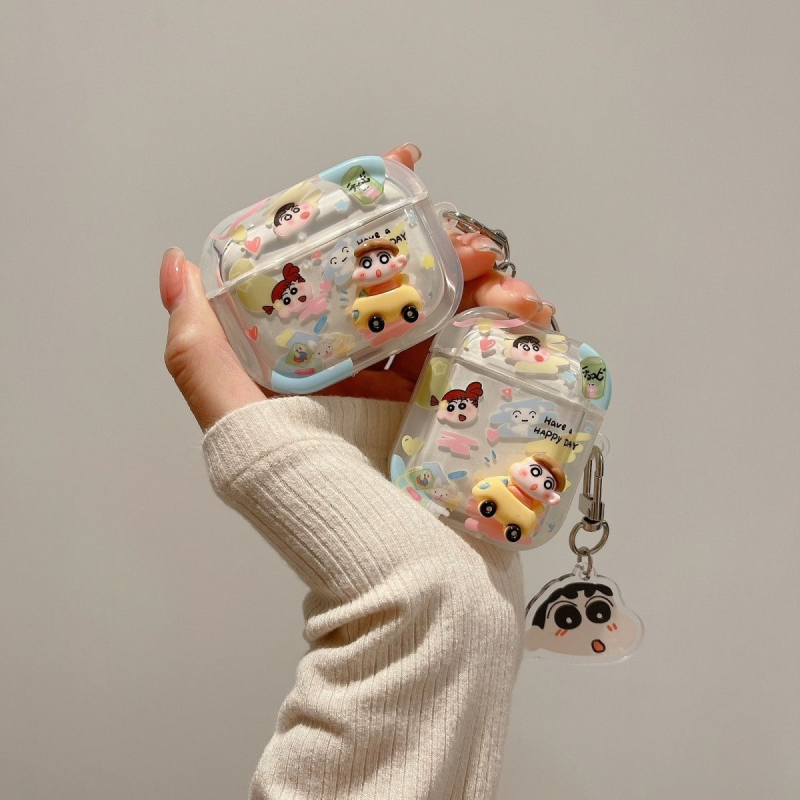 TPU калъф за AirPods, Cartoon Crayon Shin-Chan дизайн, портативен стил, гравиране, съвместим с Apple