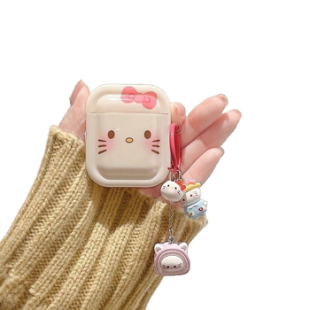 Kućište za AirPods Pro 3 s Hello Kitty privjeskom, TPU mekani kućište, završna obrada sprejem, kompatibilno s Apple